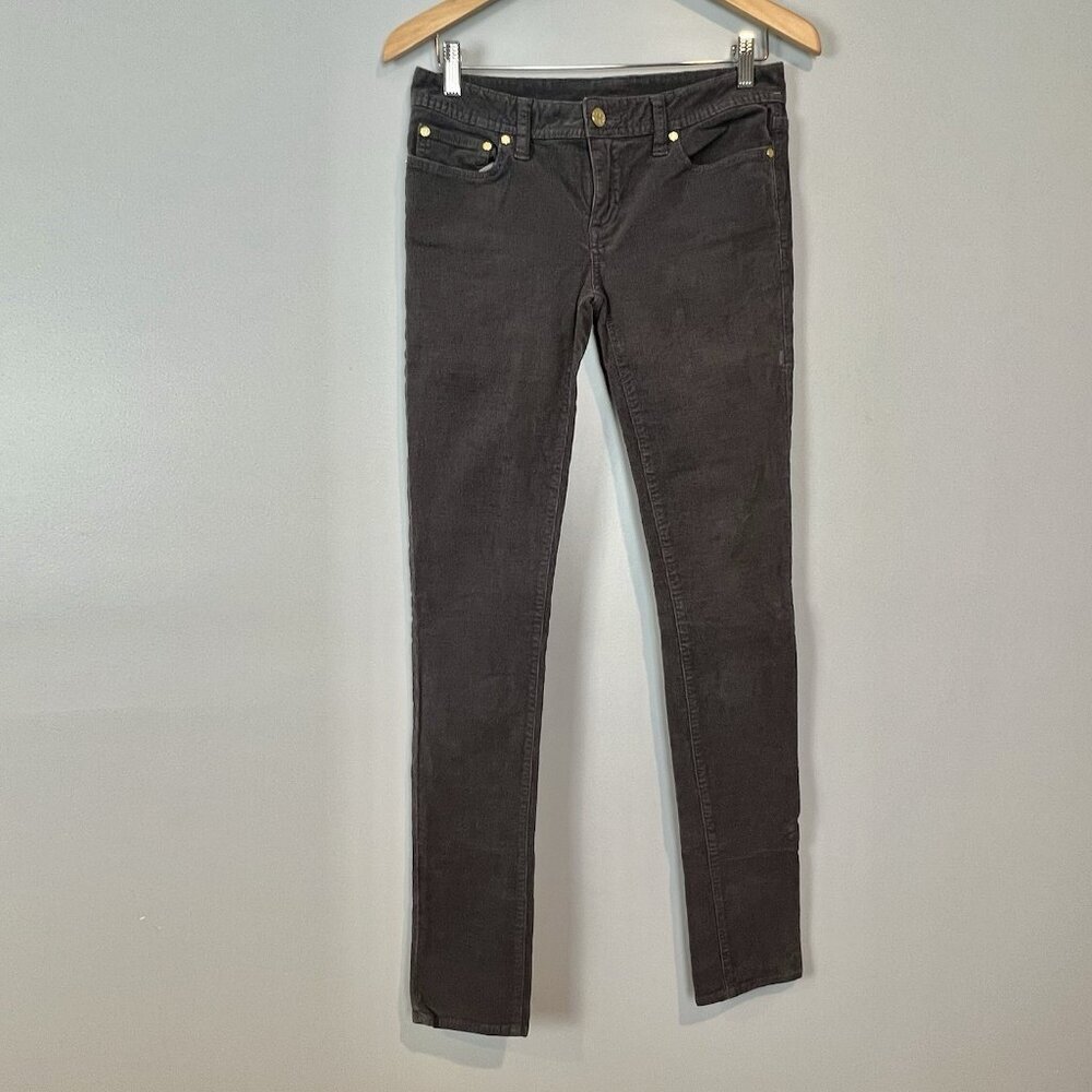 Tory Burch Corduroy Pants Women's Size 28 Gray Skinny‎ Stretch 33" Inseam